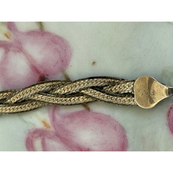 Vintage 80s Braided 925 Silver Herringbone Bracelet 7.5" - Picture 8 of 10